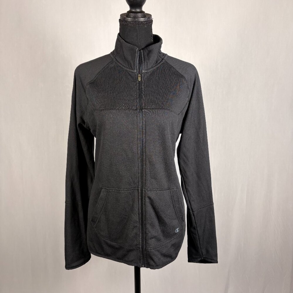 Champion | Zip Up Fleece Track Jacket | L | Black/Gray